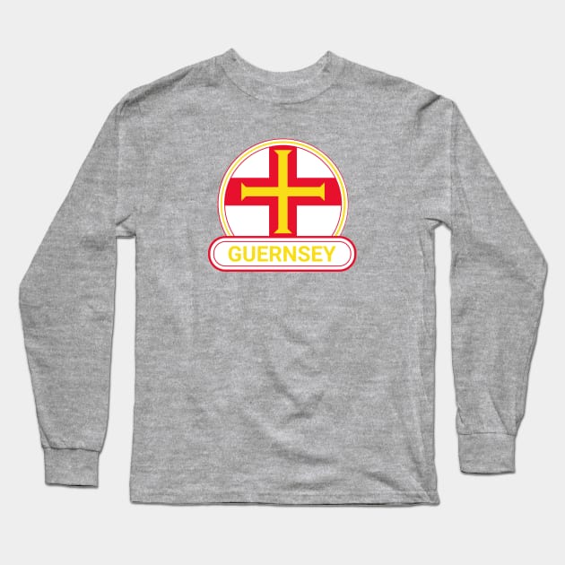 Guernsey Country Badge - Guernsey Flag Long Sleeve T-Shirt by Yesteeyear